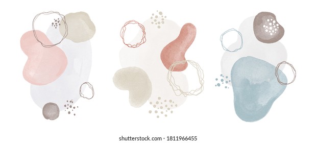 watercolor minimalistic abstract art background . Abstract design with doodles and various shapes. modern art isolated vector graphic. minimalistic geometric frames hand painted, vector illustration