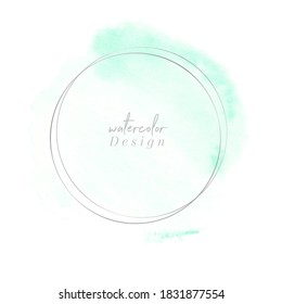 Watercolor mint paint background - Vector. Perfect art abstract design with silver frame for any creative ideas.	