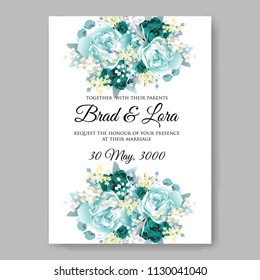 Watercolor mint Peony wedding invitation vector template bridal shower card baby party invite printable floral background wreath pattern