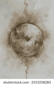 Acuarela Luna y Galaxia Fondo de Pintura de Cielo