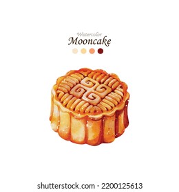 Watercolor of Mooncake illustration vector design on white background great for your compositions or decorate with your artwork.