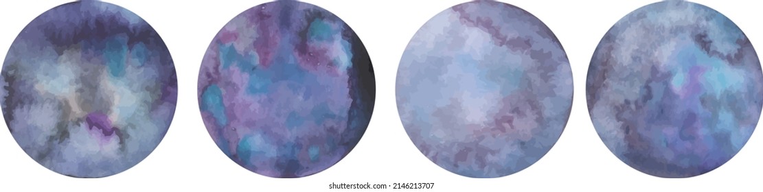 watercolor moons vector graphics set . Isolated vector illustration character set.