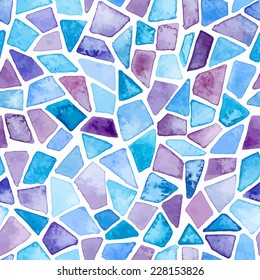 Watercolor mosaic seamless pattern. Vector illustration