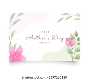 Watercolor Mothers Day card. Hand drawn.