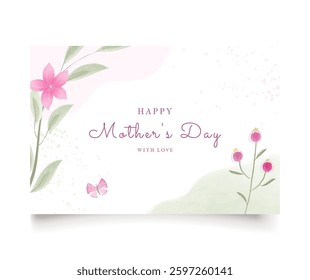 Watercolor Mothers Day card. Hand drawn.