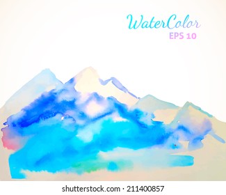Watercolor mountain background.  Vector illustration