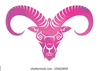 watercolor mountain goat - the symbol stylization - logo template or mascots vector