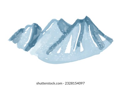 watercolor mountain isolated on white background. Traditional oriental ink painting sumi-e, u-sin, go-hua. Hieroglyphs - eternity, spirit, peace, clarity.
