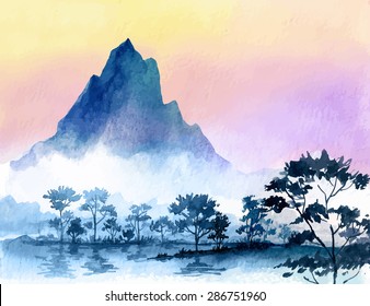 watercolor mountains