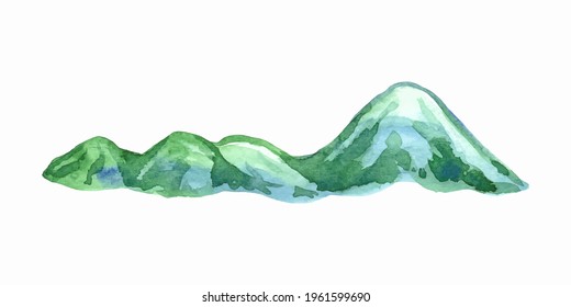 Watercolor mountains. Template for banner, poster, packaging, postcard, web design. Hand Drawn vector illustration.