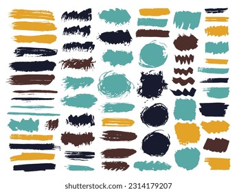 Watercolor mud brush stroke mega pack. Freehand inkblot streak quirky shapes. Splodge stain web sticker stencil collection. Daub paint spots drawing.