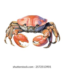watercolor Mud Crab isolated white background