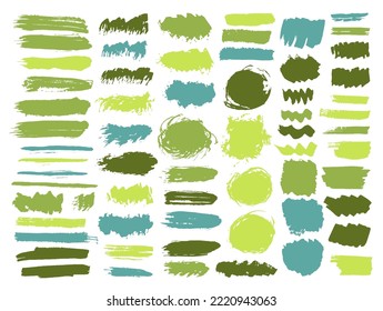 Paquete vectorial de trazo de pincel fangoso de color agua. Las masas de tinta a mano libre cubren formas antiguas. Colección de silueta de banner texturada con manchas de tinta. Dibujar manchas de aceite de Daub.