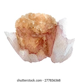 Watercolor muffin hand drawn. Vectorized eps10