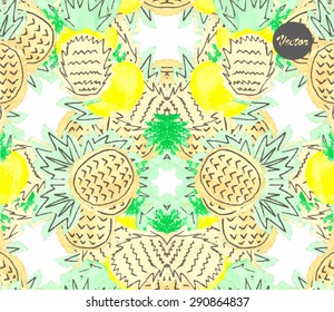 Watercolor multicolor hand drawn seamless pattern for your business. Vector illustration.