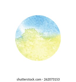 Watercolor multicolor round texture on a white background, spring, summer.