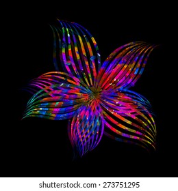 Watercolor multicolored flower. Vector