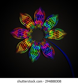 Watercolor multicolored flower. Vector