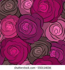 Watercolor multicolored roses seamless pattern. Hand painted sketch with abstract rose flowers. Floral card design.