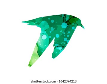 Watercolor multicolored seagull. Mixed media. Vector illustration