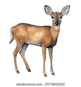 watercolor Muntjac isolated white background