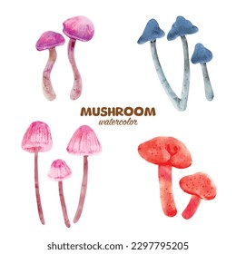 watercolor mushroom element clip art