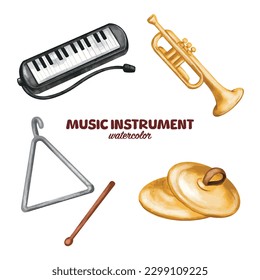 watercolor music instrument clip art element cartoon