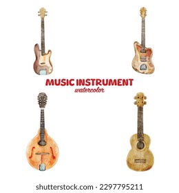 watercolor music instrument element clip art