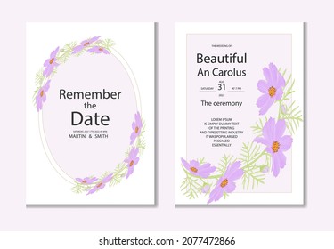 Watercolor natural cosmos flower and leave set design