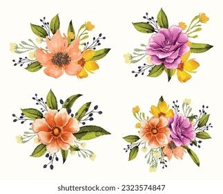Watercolor natural floral bouquet