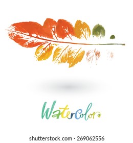 
Watercolor natural leaf made in the original technique. Eco logo, creative work. Isolated object on a white background. Painted by hand.
