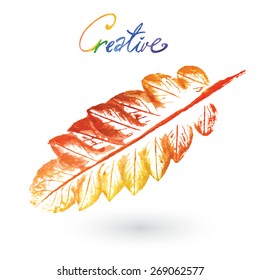 
Watercolor natural leaf made in the original technique. Eco logo, creative work. Isolated object on a white background. Painted by hand.
