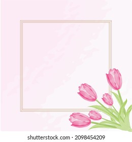 Watercolor natural tulip flower and leave set design