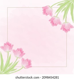 Watercolor natural tulip flower and leave set design