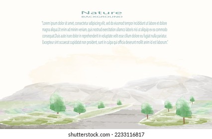 watercolor nature background landscape scene