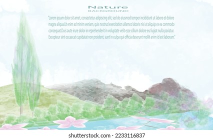 watercolor nature background landscape scene