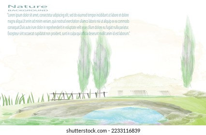 watercolor nature background landscape scene