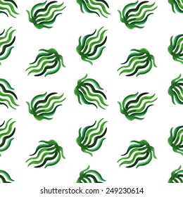 Watercolor nature seamless vector pattern (green). Grass vintage ornament.