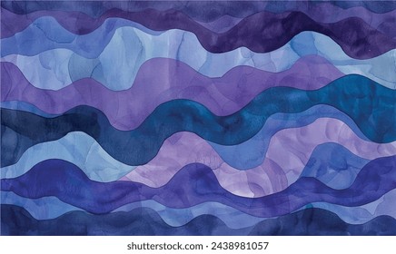 watercolor navy blue violet waves background