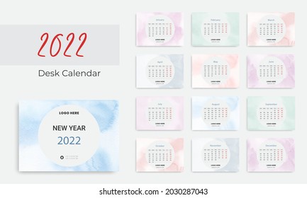 Watercolor new year 2021 calendar template