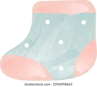Watercolor Newborn Sock Vector Illustration