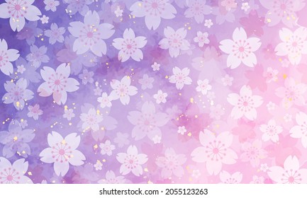 Watercolor night cherry blossom vector illustration (background)
