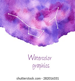 Watercolor night sky background with stars. Vector cosmic layout with space for text.
