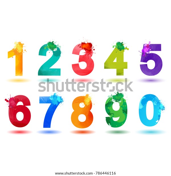 watercolor-numbers-rainbow-number-one-nine-stock-vector-royalty-free