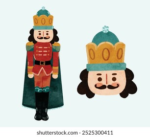 watercolor Nutcracker Soldier toys illustration