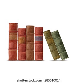 Watercolor old books. Isolated on white background Stock Vector.