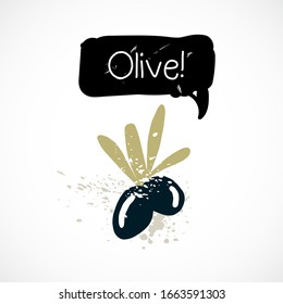 Vektorillustration mit Aquarellfarben-Olivengrafik-Symbol