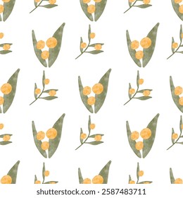 Watercolor Olive Leaf Seamless Pattern