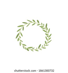 Watercolor olive wreath. Isolated vector illustration on white background. Organic and natural concept