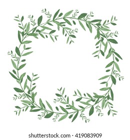 Watercolor olive wreath. Isolated vector illustration on white background. Organic and natural concept.